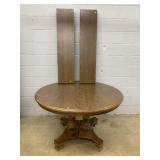 Round Oak Simulated Wood Extension Table