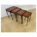 (4) Leather Top Mahogany Nesting Tables