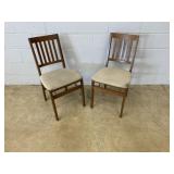(2) Folding Wooden Card Table Chairs