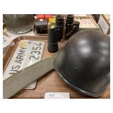 Military License Plate, Machete, Helmet