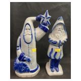 (2) Eldreth Pottery Santa Figurines