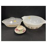 Pyrex Bowl with Unmarked Covered Casserole, etc.