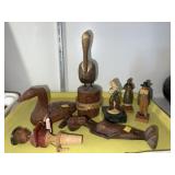 Wood Carvings with Pottery Figurine