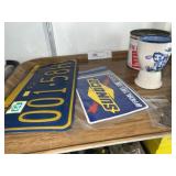 Nut Tin, License Plate, Decorative Pottery