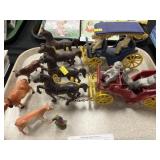 (2) Cast Metal Horse Drawn Carriages