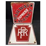 (2) Contemporary Enameled Railroad Signs