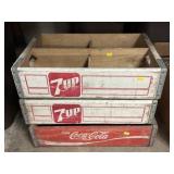 (3) Wooden Beverage Crates