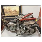 Metal Crafted Sculptures w/ Composition Motorcycle