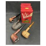 Vintage Pipes with Tobacco Tins