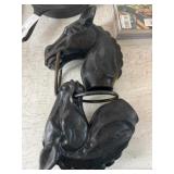 (2) Cast Metal Horse Head Hitching Post Tops