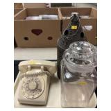 Glass Canister, Lantern, Vintage Phone
