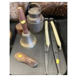 Candle Sconces, Hand Bell, Tin Cream Pail