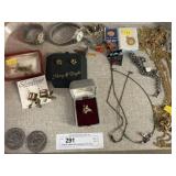 (2) Eisenhower $1.00 Coins with Costume Jewelry