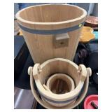 (3) R.E. Johnson Wood Crafted Pails