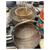 Primitive Split Oak and Wicker Woven Baskets