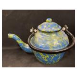 Blue and Green Agateware Teapot