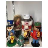 (3) Wooden Nutcrackers with Wood Crafted Dolls