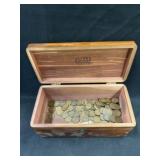 Cedar Bureau Box with Unsorted Wheat Back Pennies