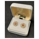 14K Earrings with Garnet Stones