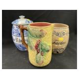 Transferware Canisters with Majolica Pitcher