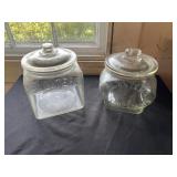 (2) Vintage Planters Glass Peanut Jars