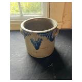 1 Gallon Antique John Bell Blue Decorated Crock