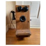 Antique Oak Wall Phone