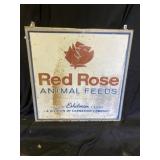 Red Rose Animal Feeds Metal Sign