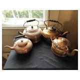 (4) Antique Copper Tea Kettle