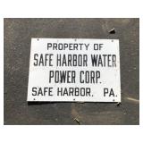 Safe Harbor Water Power Porcelain Sign