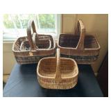 (4) Primitive Paint Decorated Baskets
