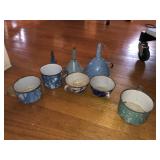 (3) Graniteware Funnels with 5 Cups