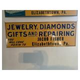 Early Tin Jewelry and Diamonds Advertising Sign