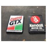2 Metal Signs & Frames for Castrol & Kendall Oil