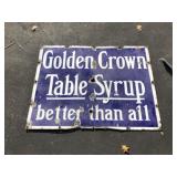 Golden Crown Table Syrup Porcelain Sign