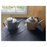 (2) Embossed PRR Metal Oil Cans