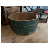Old Wood Wash Tub with Original Green Paint