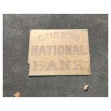 Stamped Brass Elizabethtown National Bank Sign
