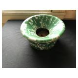 Green and White Swirl Graniteware Spittoon