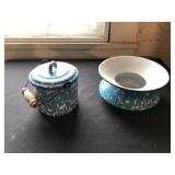 (2) Blue and White Swirl Graniteware