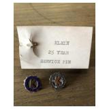 Pair of 10K Klein Chocolate 25 Year Service Pins
