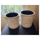(2) E.S. & B. Stenciled Crocks