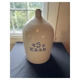 5 Gallon E.S. & B. Salt Glazed Jug