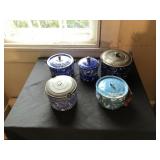 (5) Lidded Graniteware Pails