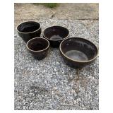 (4) Brown Glazed Stoneware Bowls