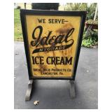 Rare Ideal Ice Cream Tin Signs Sidewalk Sign