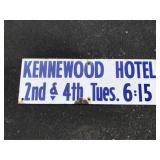 Kennewood Hotel Single Sided Porcelain Sign