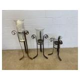 (3) Iron Candle Stands