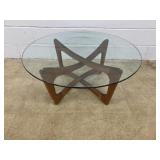 Mid Century Glass Top Circular Coffee Table