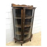Modern Oak Bow Front Pine China Cabinet